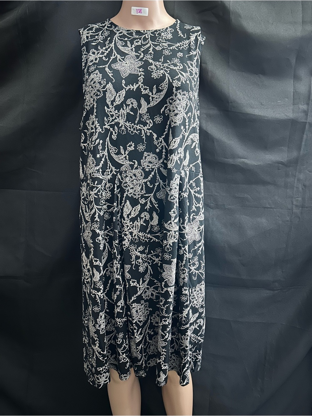 J. Jill Women’s Wearever Collection Black & White Floral Midi Dress LG